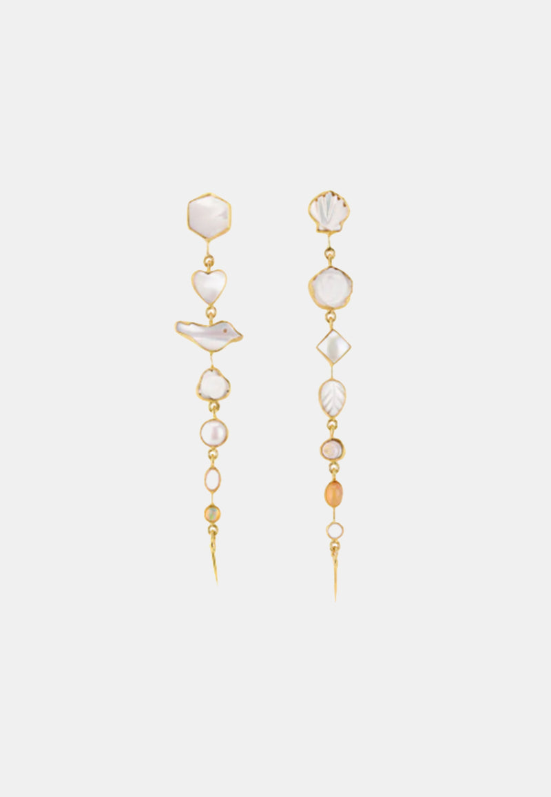Pearl and Shell Drop Earrings