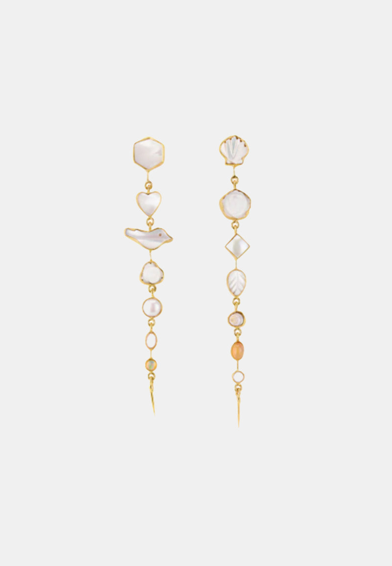 Pearl and Shell Drop Earrings