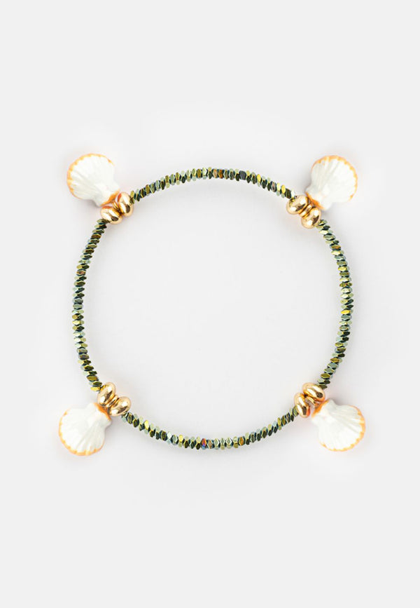 White Shells with Hematite Beads bracelet - Poésie