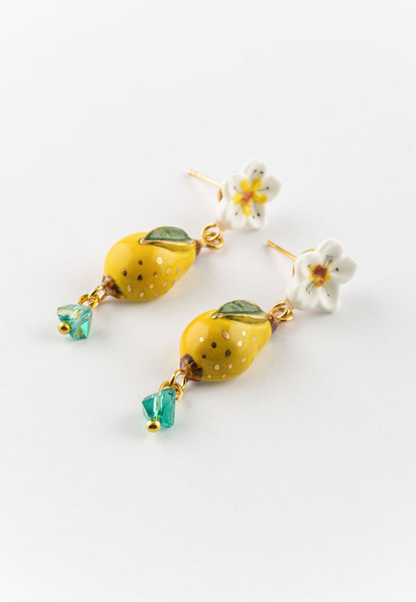 Harvest Time Pear & Flower pendant earrings