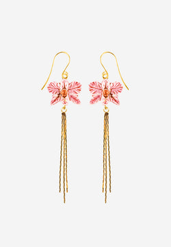 Pink orchid pendant earrings
