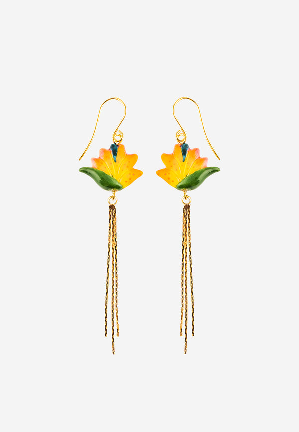 Strelitzia flower pendant earrings