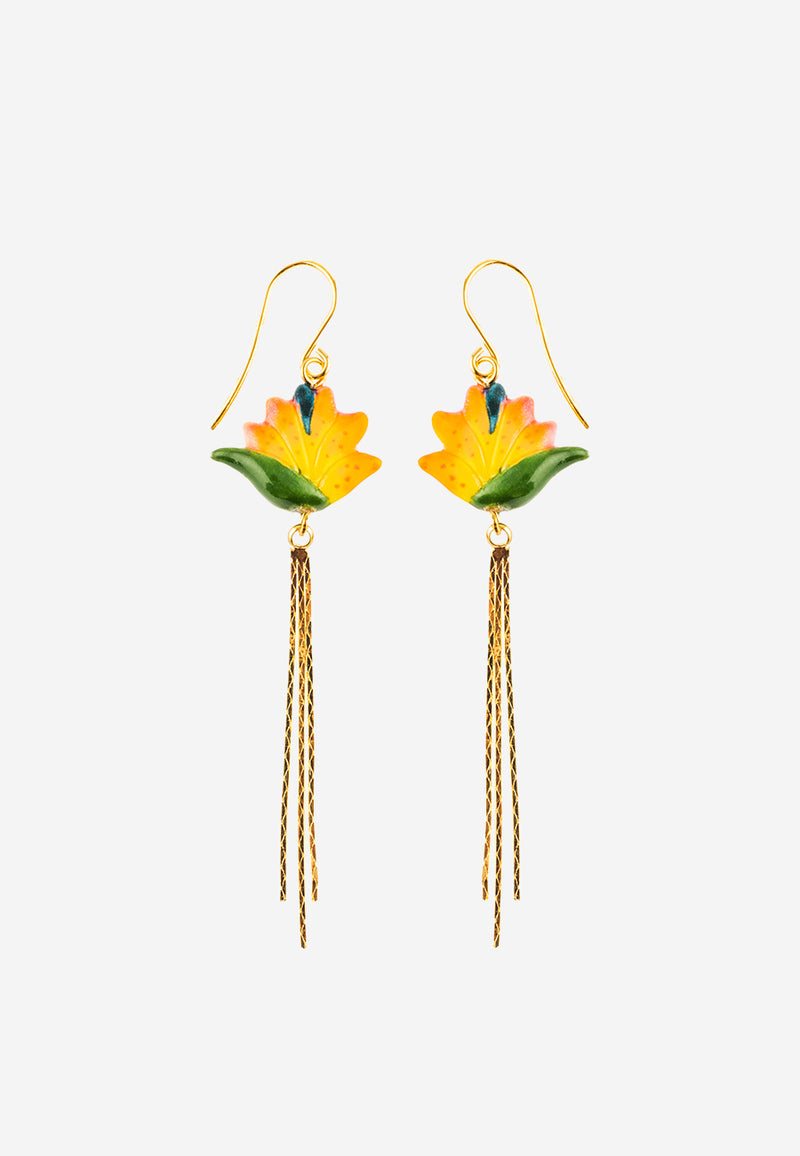 Strelitzia flower pendant earrings