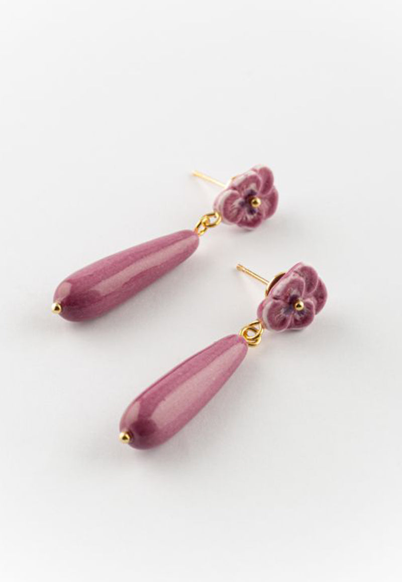 Figs and flowers drop earrings