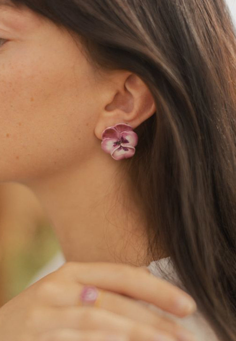 Figs and flowers stud earrings