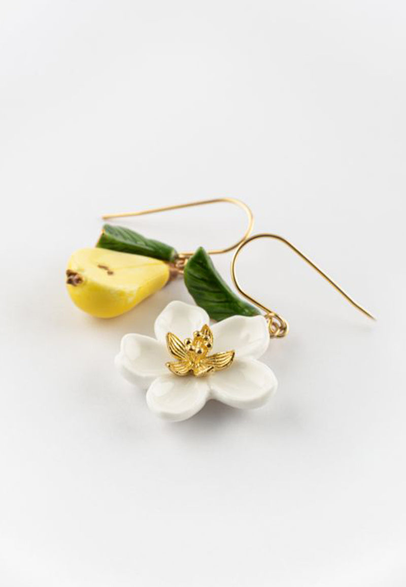 Pear and flower earrings