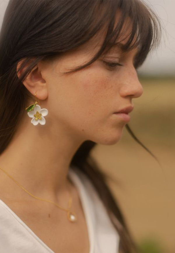 Pear and flower earrings