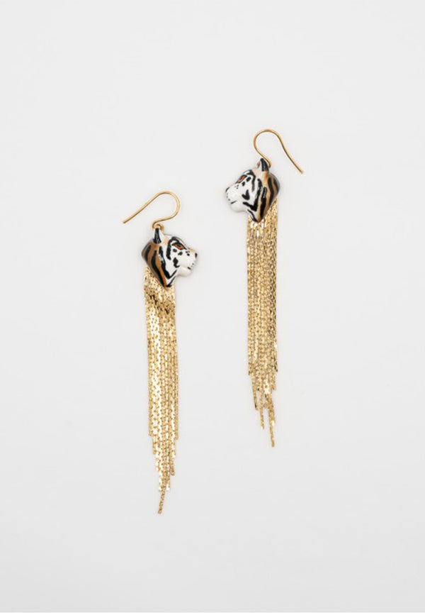 Tiger fringe earrings