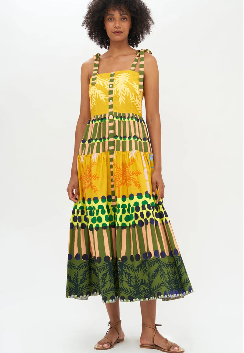 Tie strap button midi dress