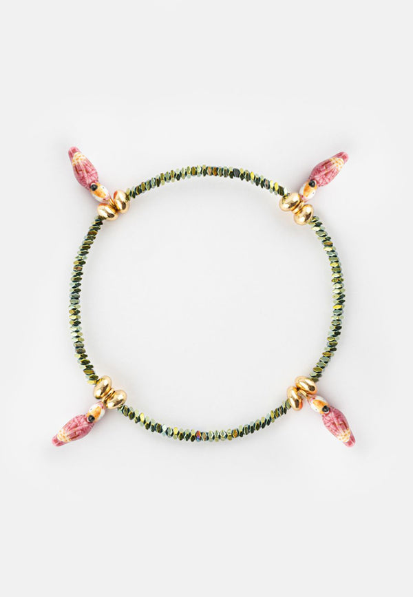 Pink Cockatoos Hematite Beads bracelet - Vibration