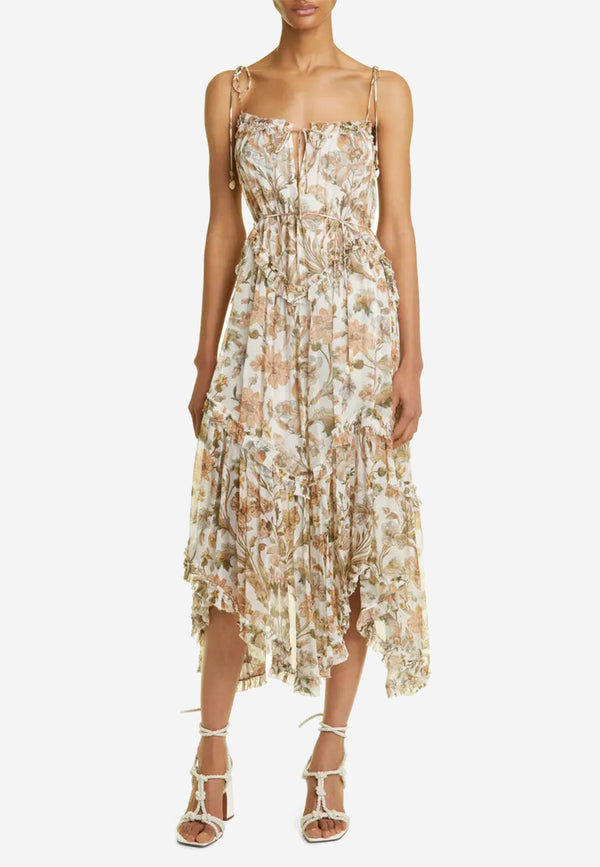 Chintz tiered midi dress