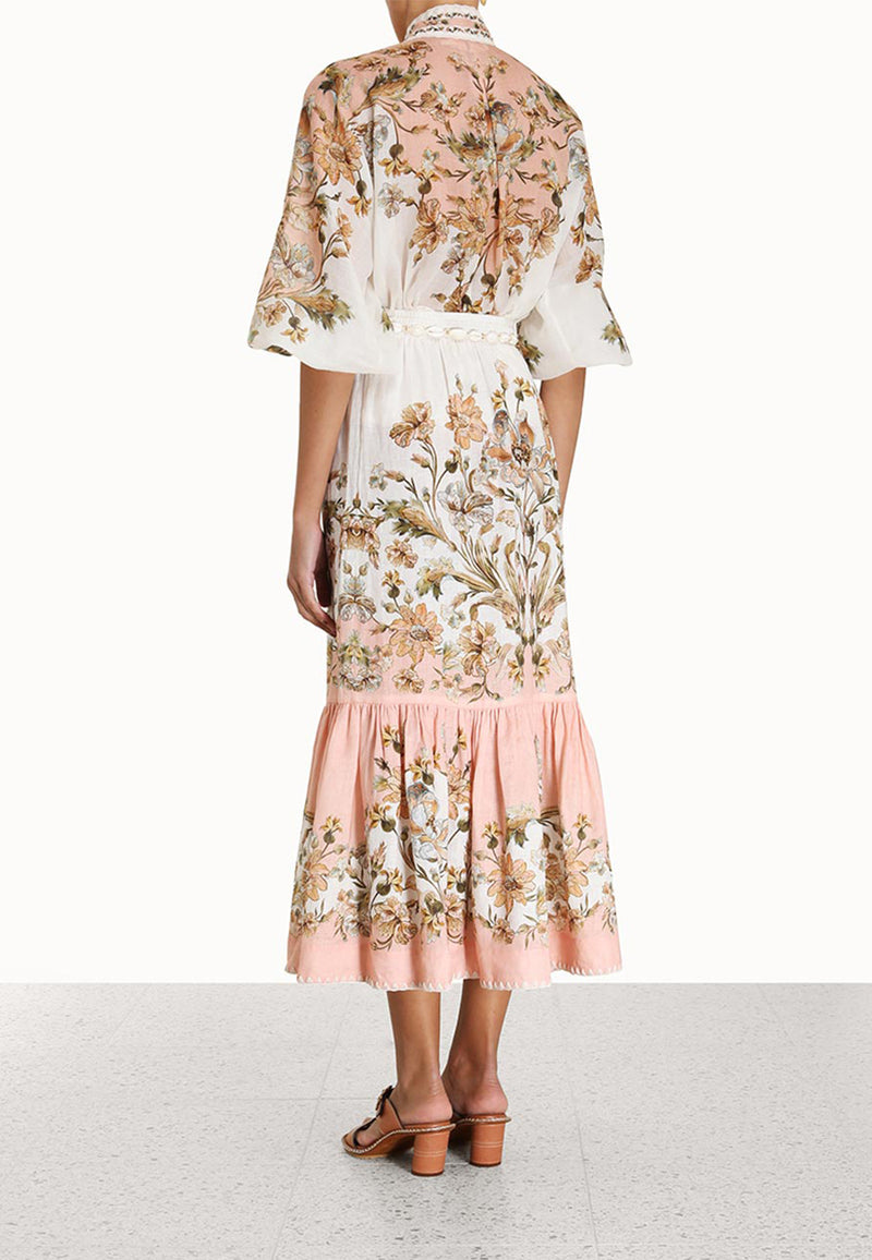Chintz tiered midi skirt