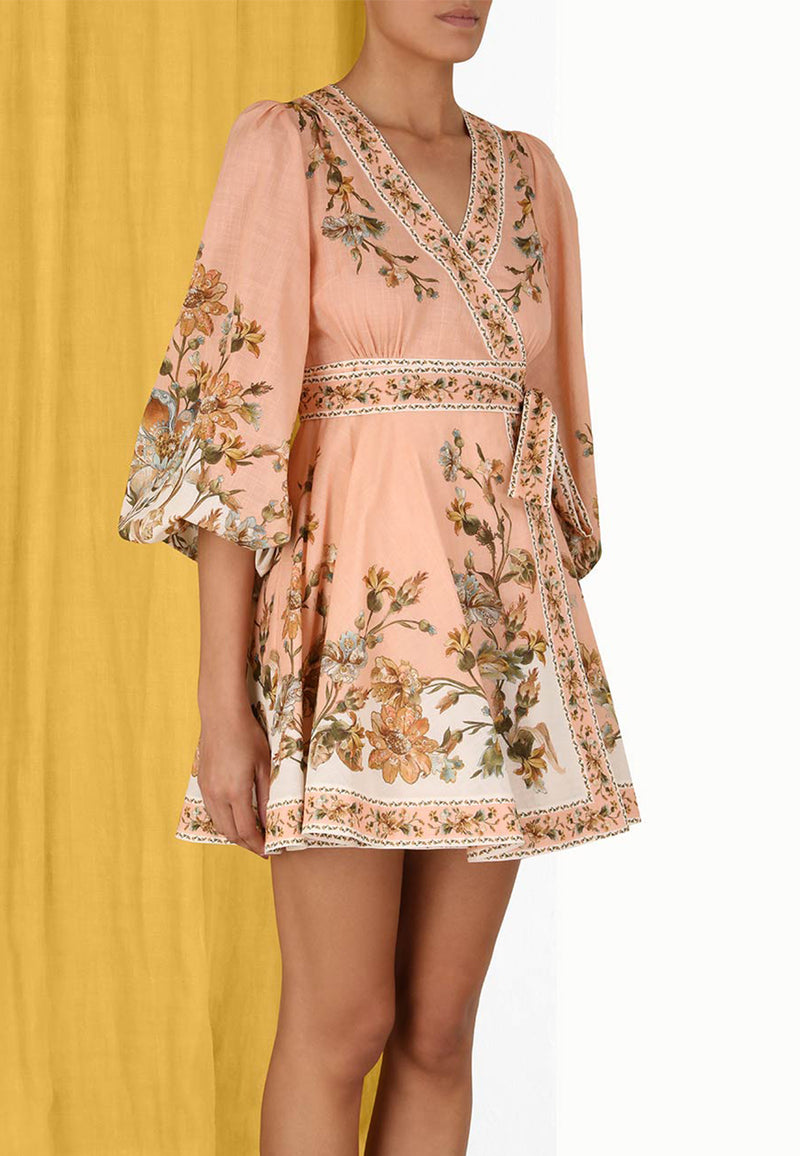 Chintz wrap mini dress