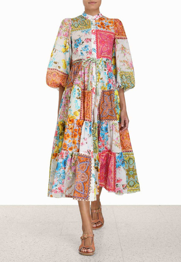 Halcyon tiered midi dress