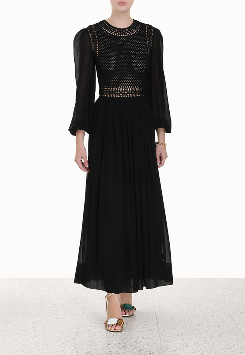 Luminosity crochet bodice midi dress