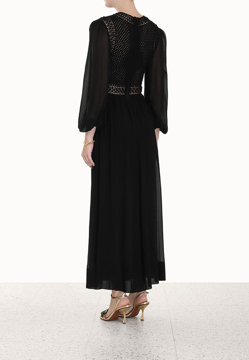Luminosity crochet bodice midi dress