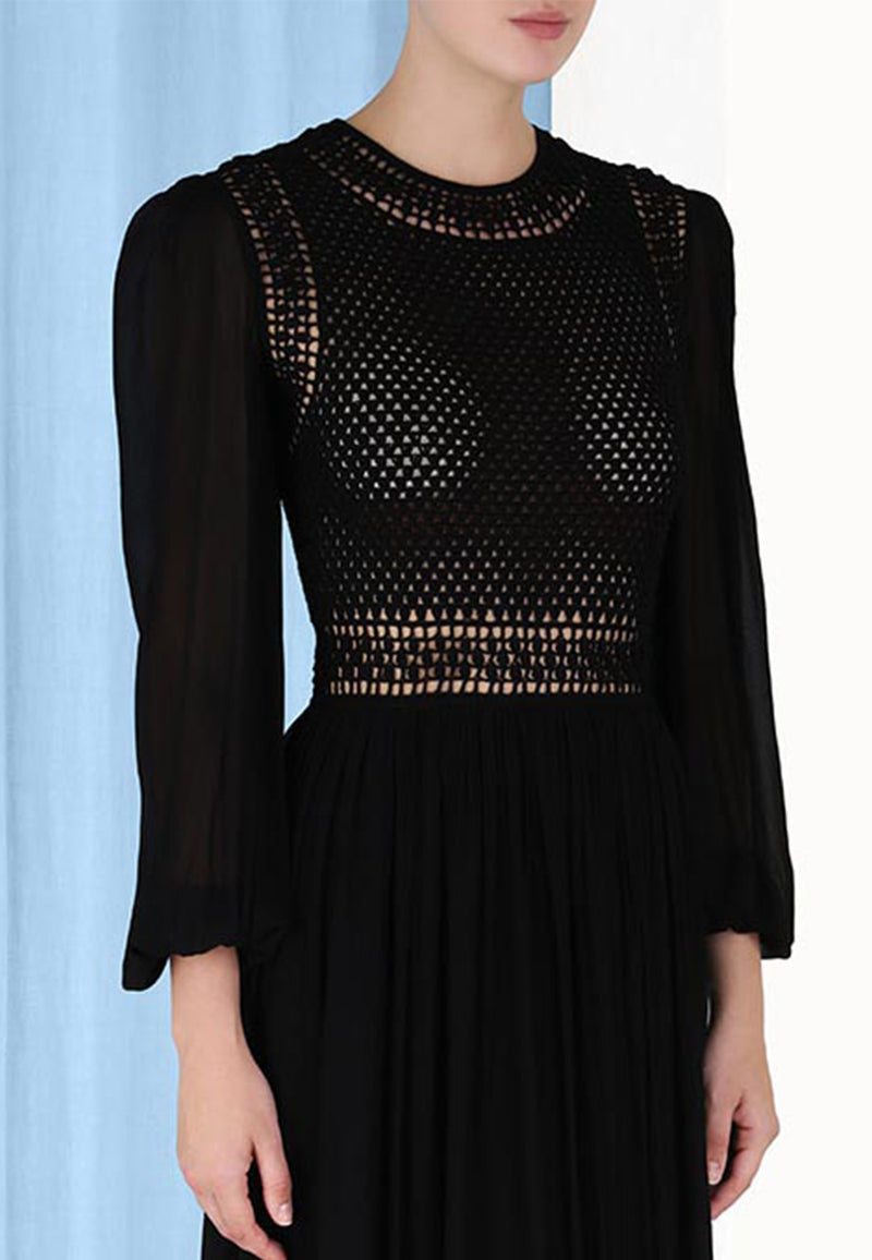 Luminosity crochet bodice midi dress