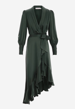 Silk wrap midi dress