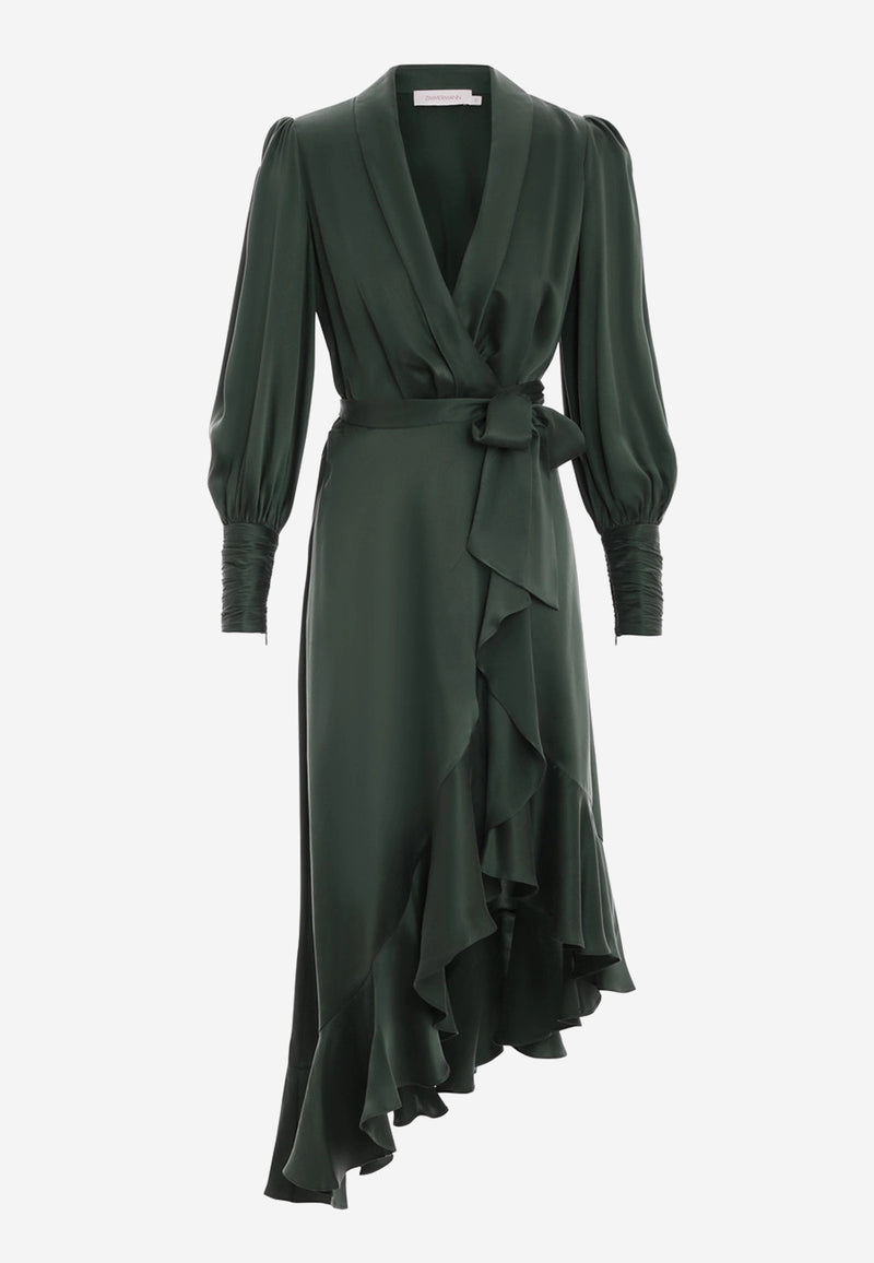Silk wrap midi dress