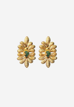 Mini double crown emerald earrings