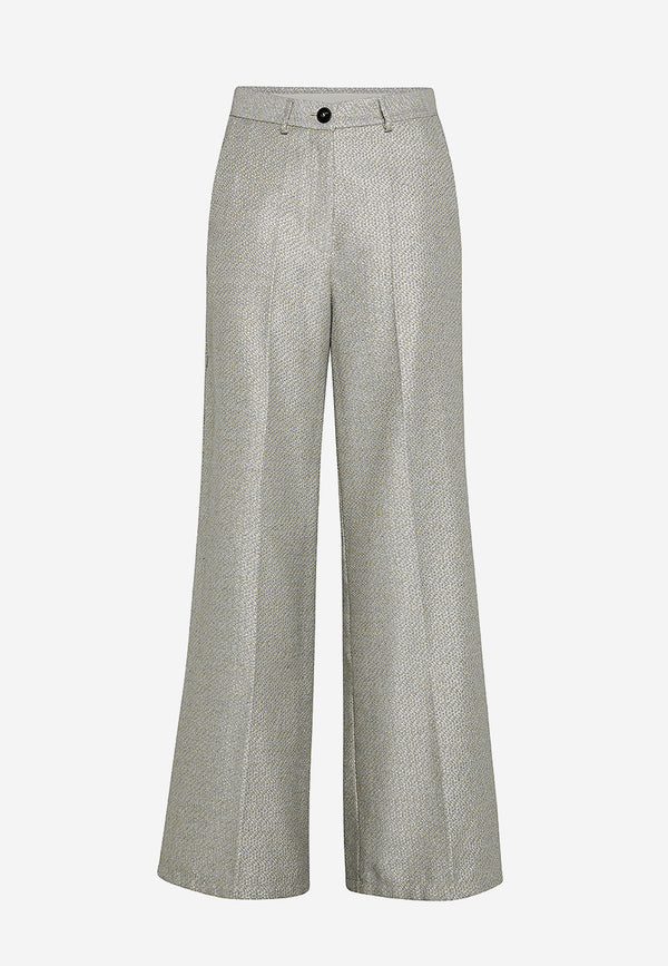 Lurex jacquard wide leg pants