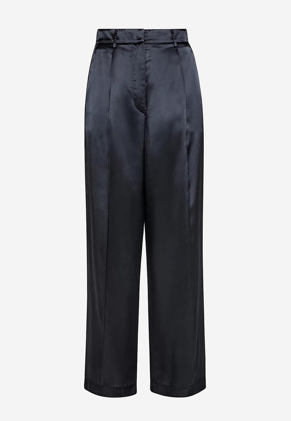 Shining satin high waist pants