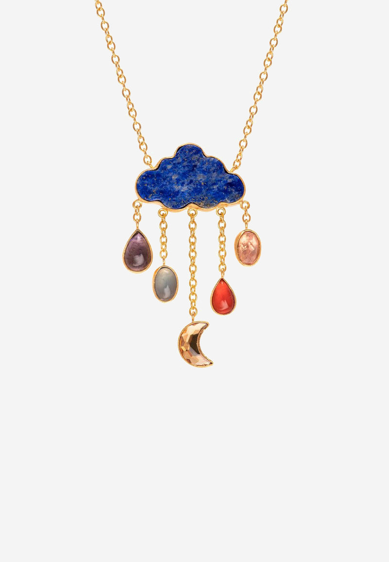 Cloud and rain chain drop necklace