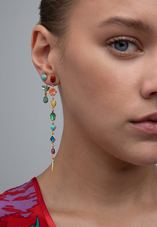 Long rainbow drop earrings