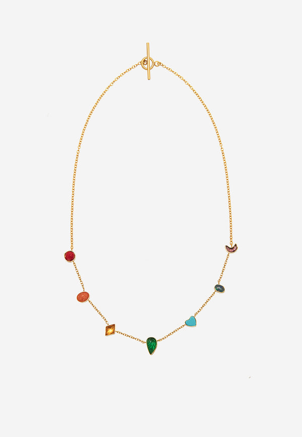 Rainbow mini charm necklace