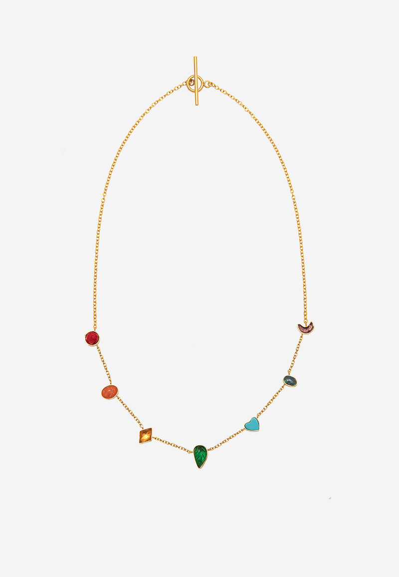 Rainbow mini charm necklace