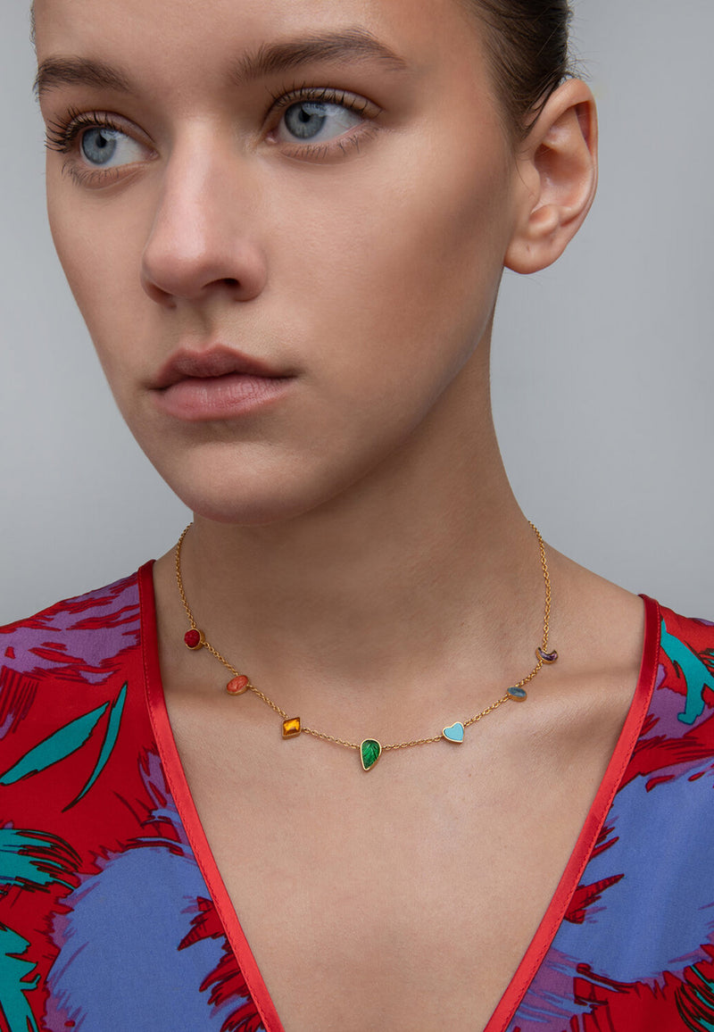 Rainbow mini charm necklace
