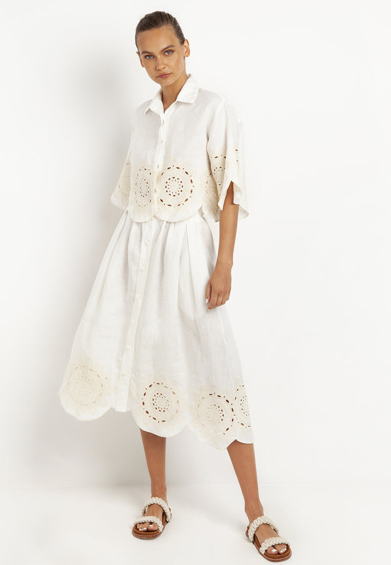 Linen flower skirt