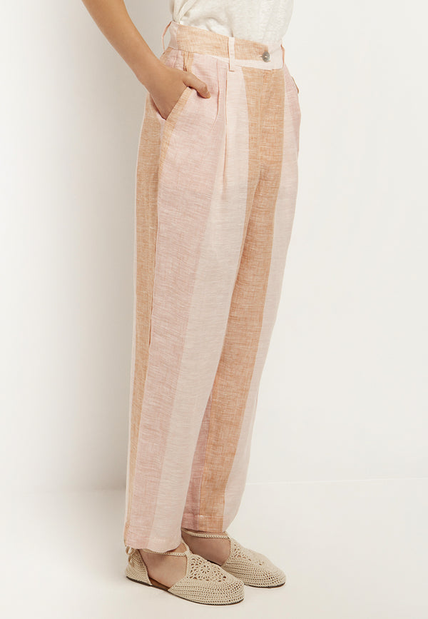 Stripe linen trousers