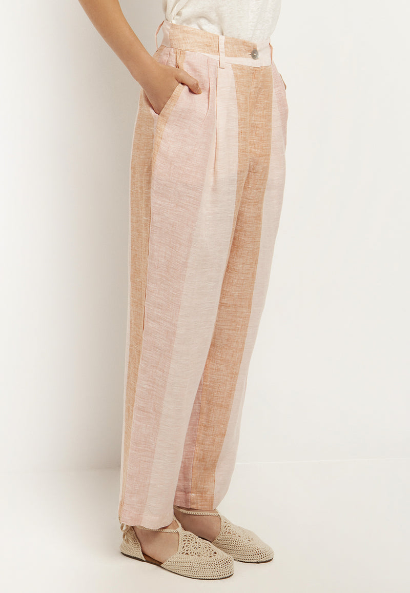 Stripe linen trousers