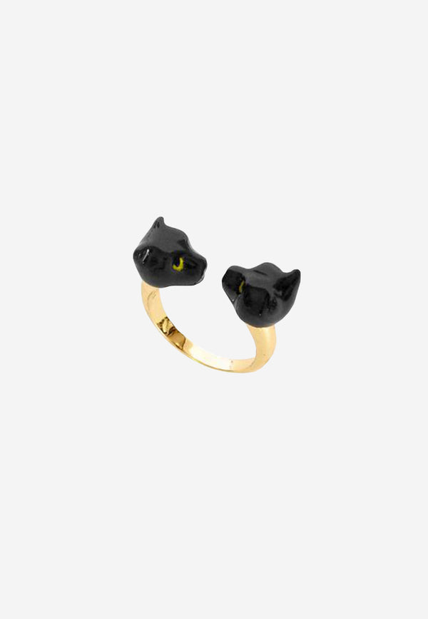 Black panther face to face ring