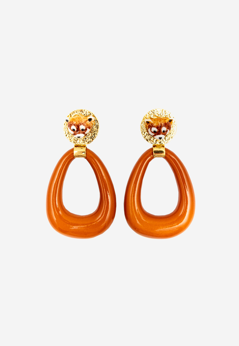 Terracotta chunky panda earrings