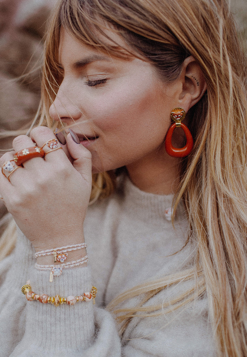 Terracotta chunky panda earrings