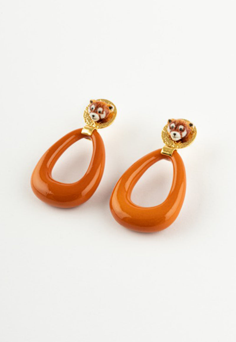 Terracotta chunky panda earrings