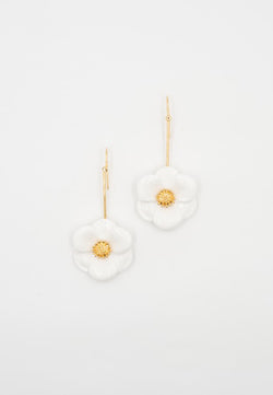 Big white flower earrings