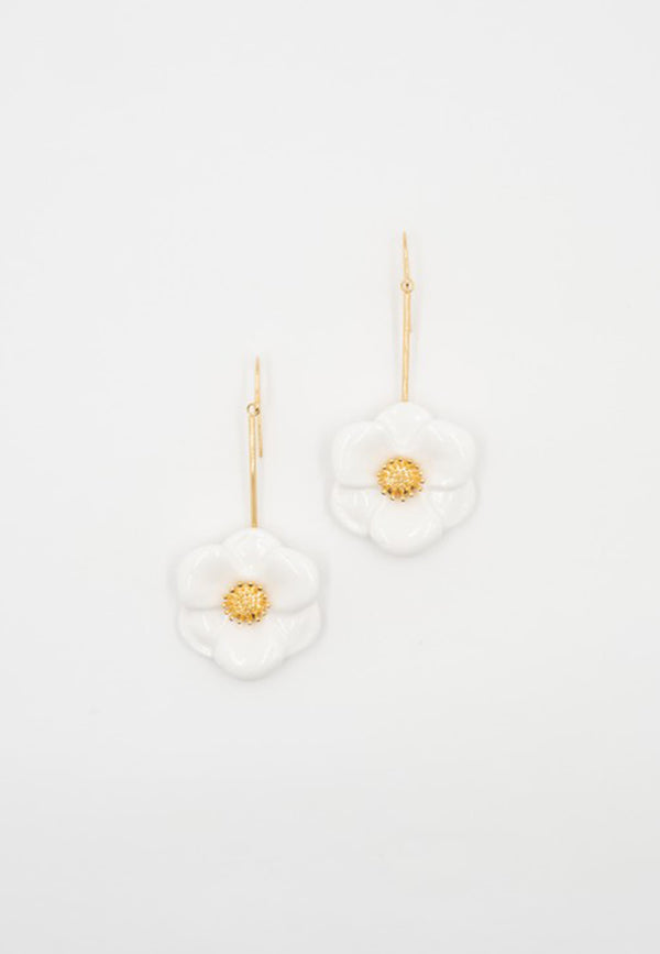 Big white flower earrings