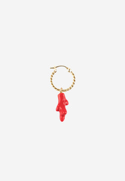 Coral mini hoop earring