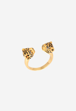 Leopard head face to face ring