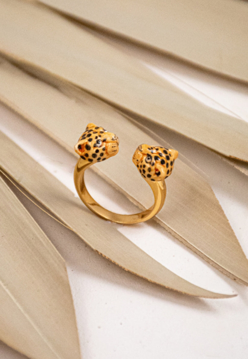 Leopard head face to face ring