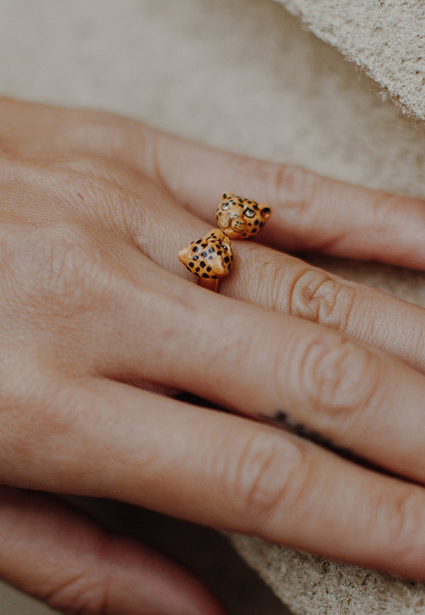 Leopard head face to face ring