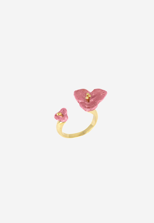 Pink bougainvillea face to face ring