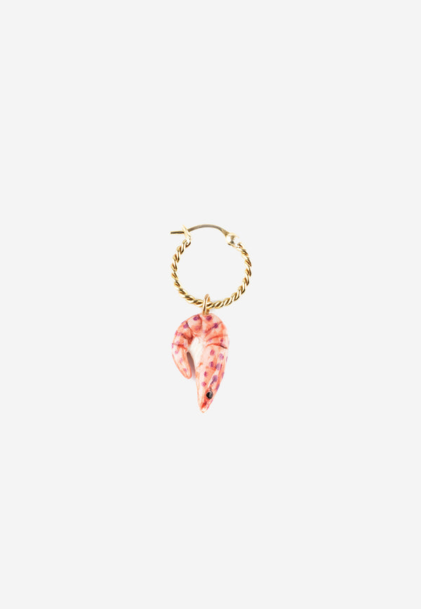 Pink shrimp mini hoop earring
