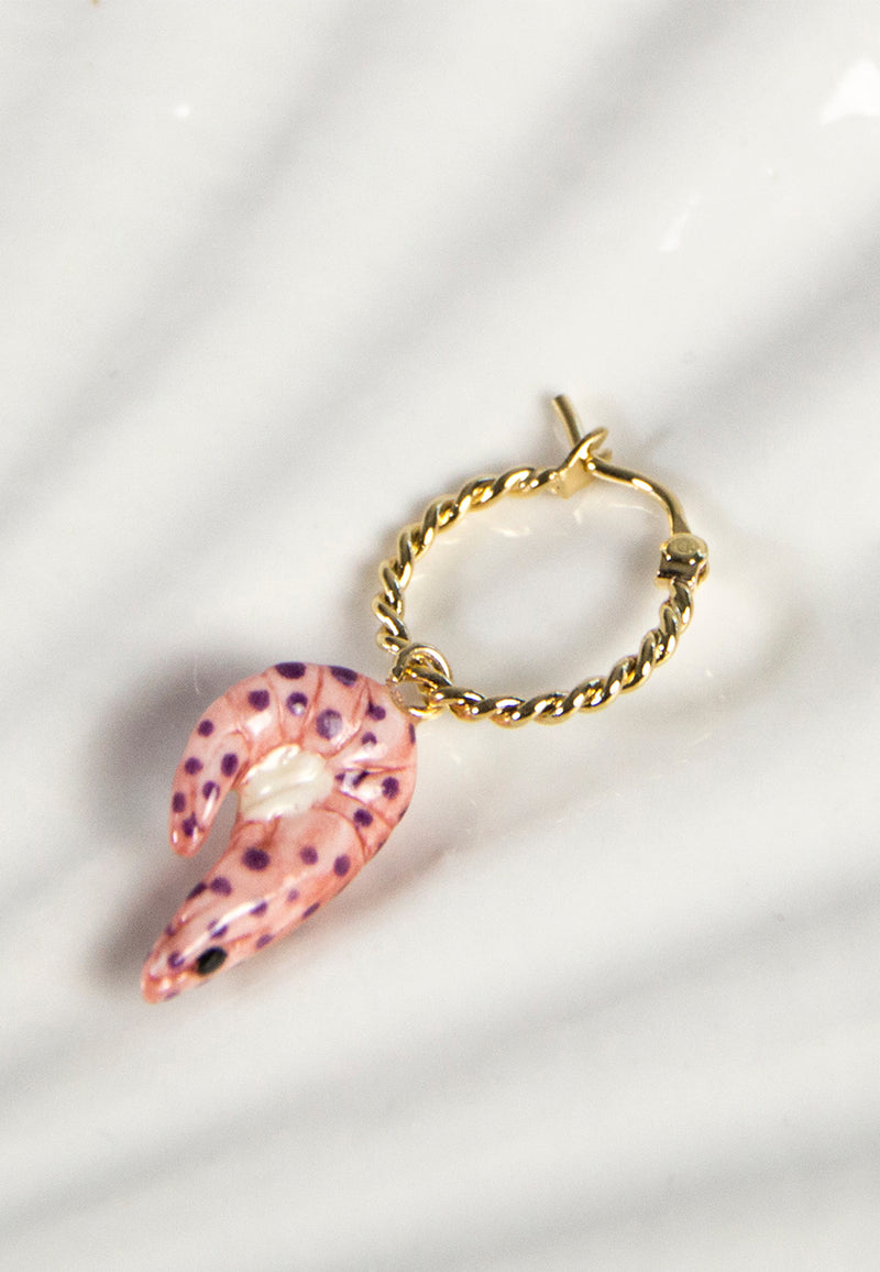 Pink shrimp mini hoop earring