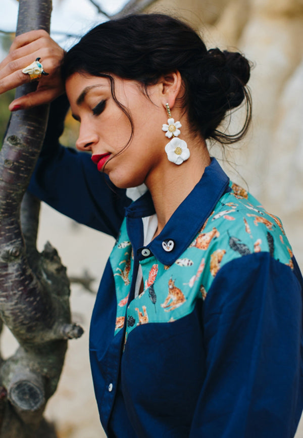 White flowers earrings