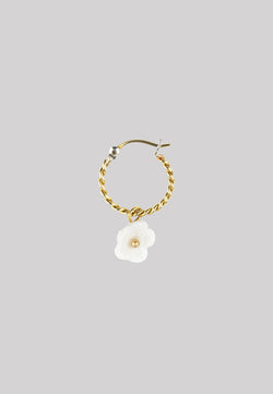 White flower mini hoop earring