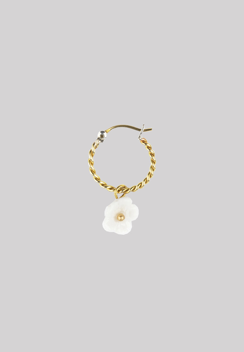 White flower mini hoop earring